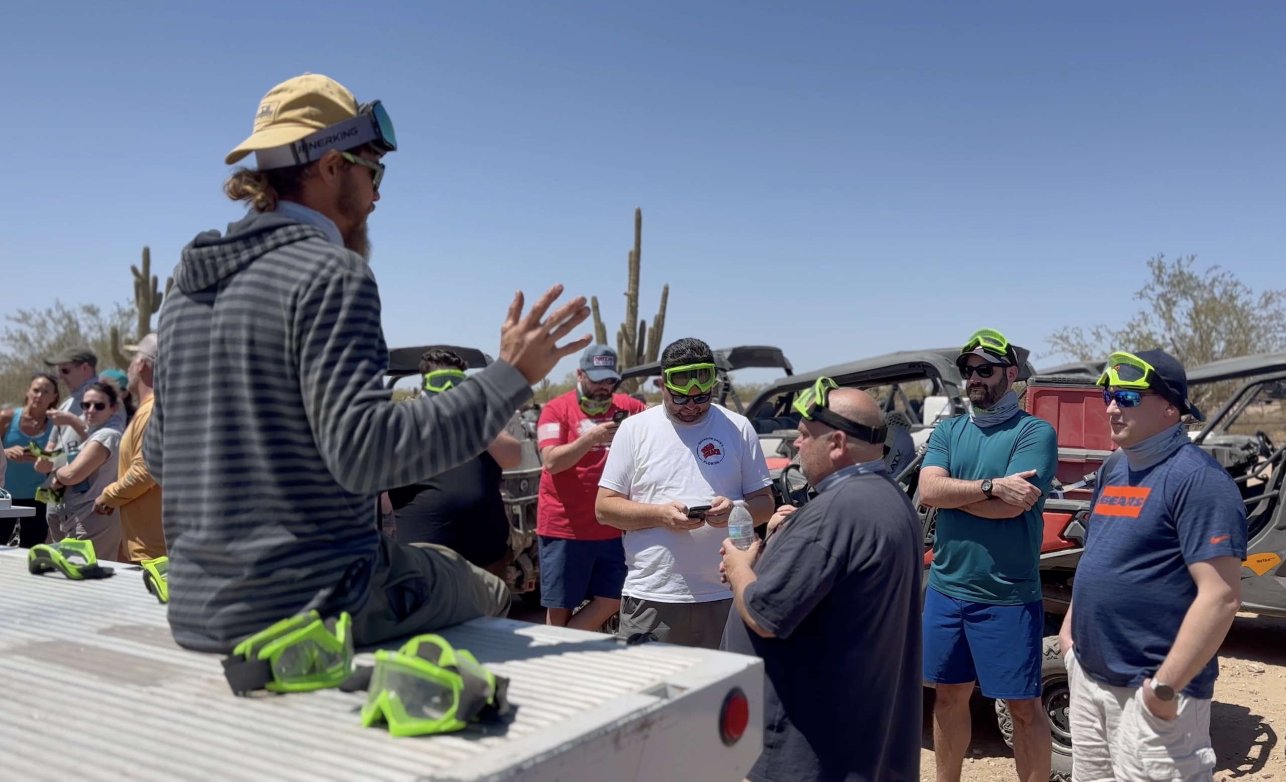Guide explaining UTV tour expectations to beginners before an tour