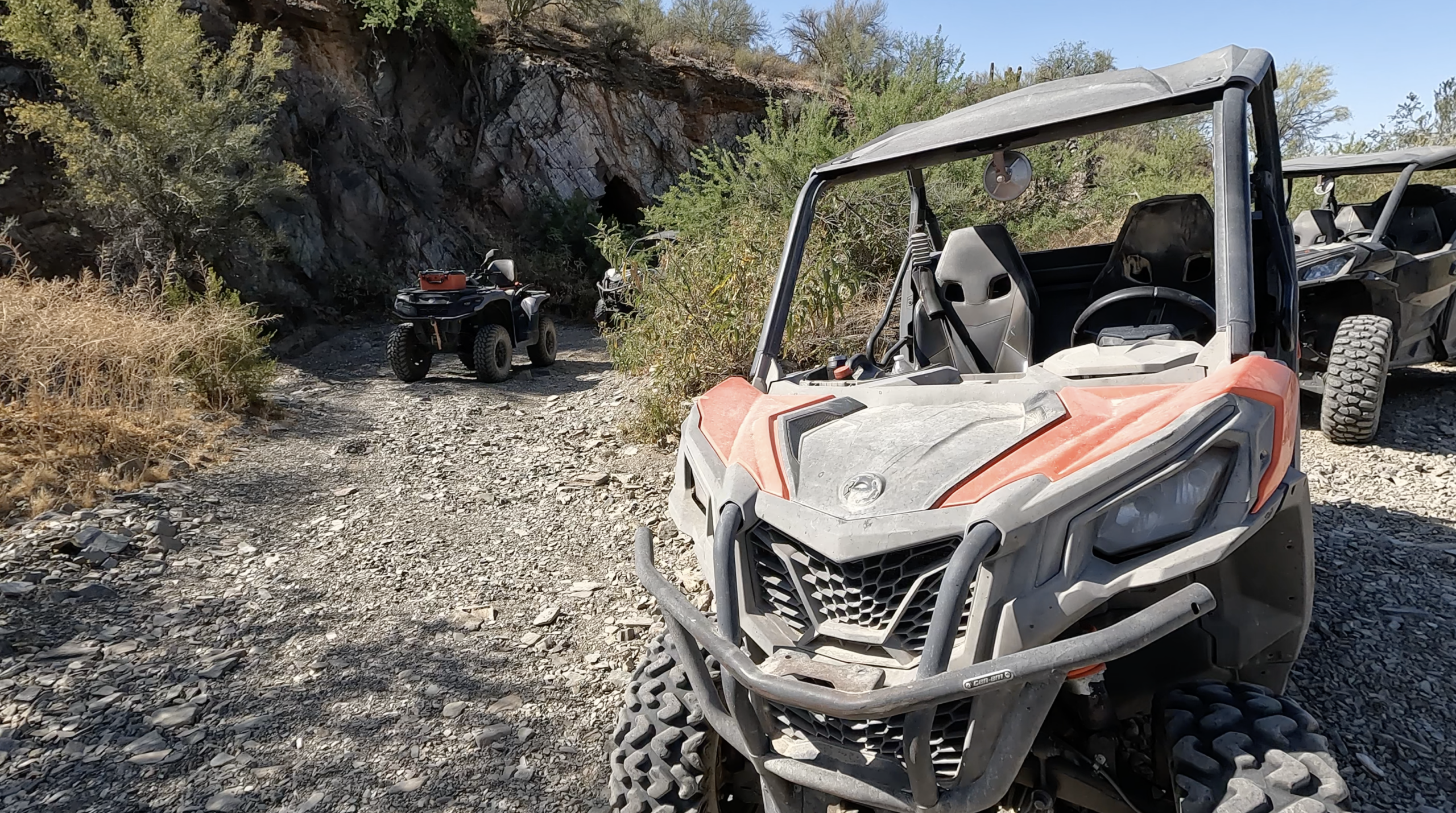 Side by side UTV on a Sonoran Desert trail near Lake Pleasant